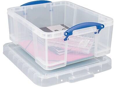 Alt View 2. Really Useful Box - 17 Liter Snap Lid Storage Bin, 4/Pack - Clear.