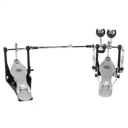 Front. Gibraltar Hardware - 5000 Series Chain Drive Double Bass Drum Pedal, with Single Chain Mechanism, G Style Footboards.