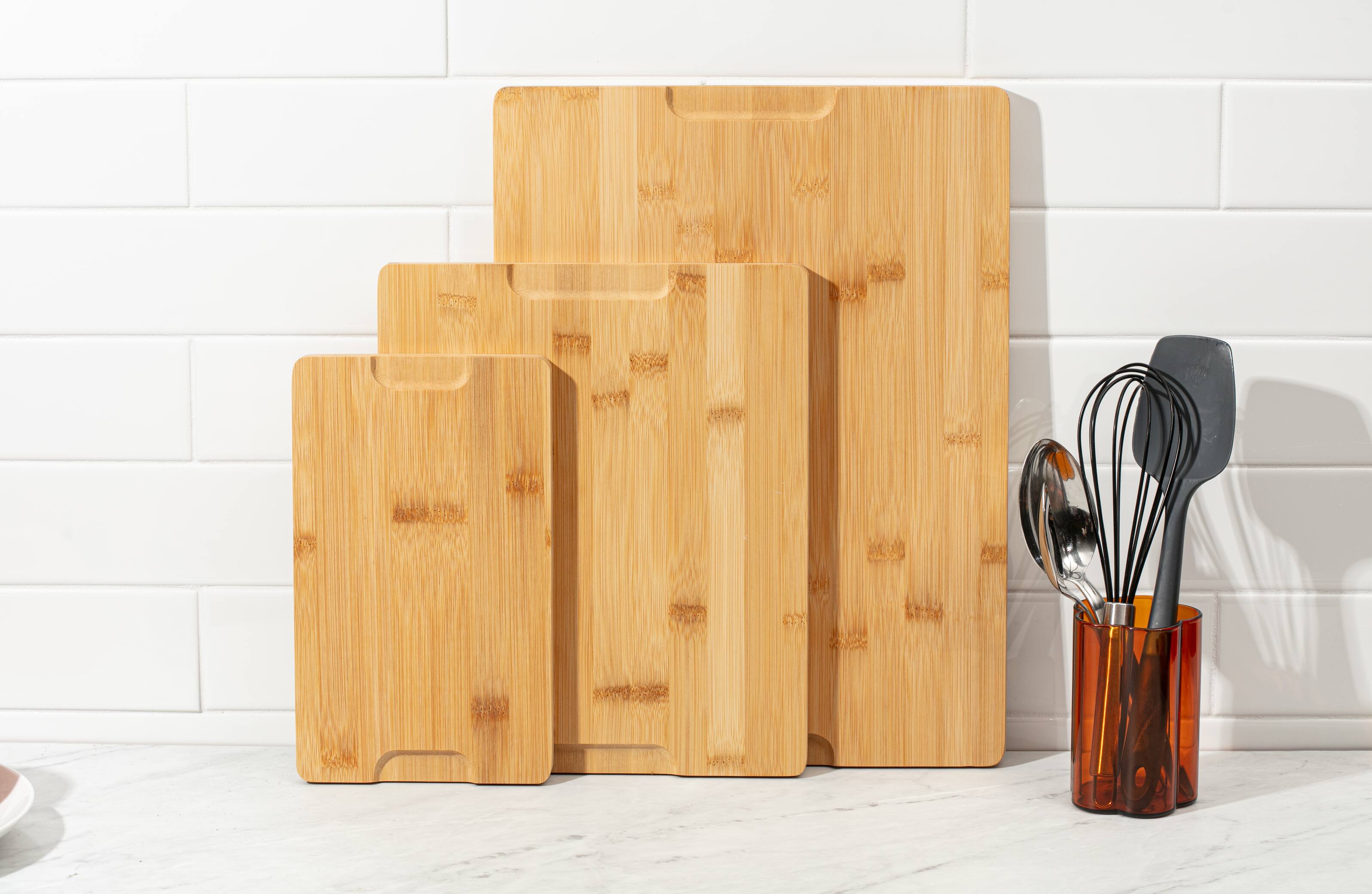 Alt View 1. Luminuxe - Bamboo Cutting Board Set of 3, Wood Cutting Boards with Juice Groove, Nonslip Cutting Board Set.