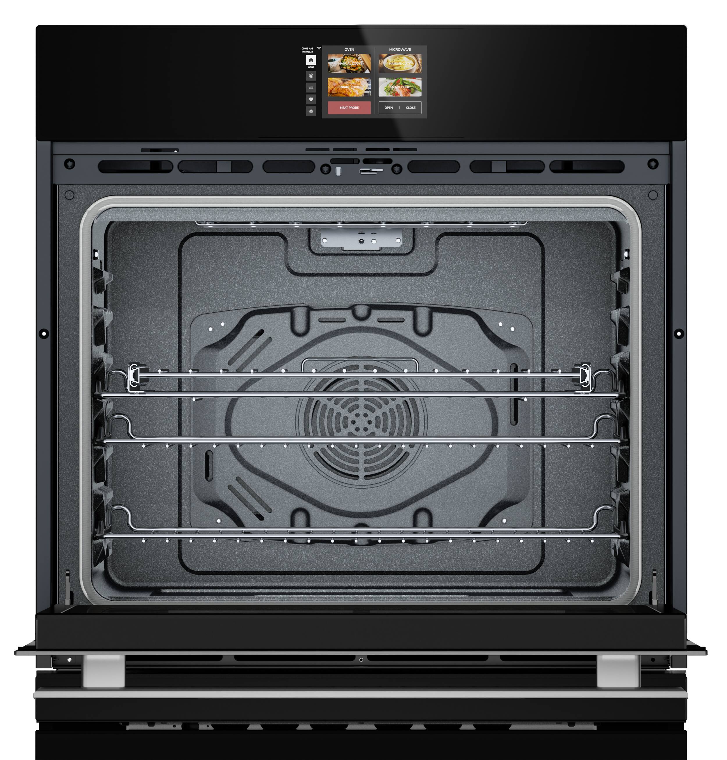 Angle. Sharp - 30 In Smart Convection Wall Oven and Microwave Drawer Combination for Single Cutout with Alexa Compatibility (SWB3085HS) - Stainless Steel.