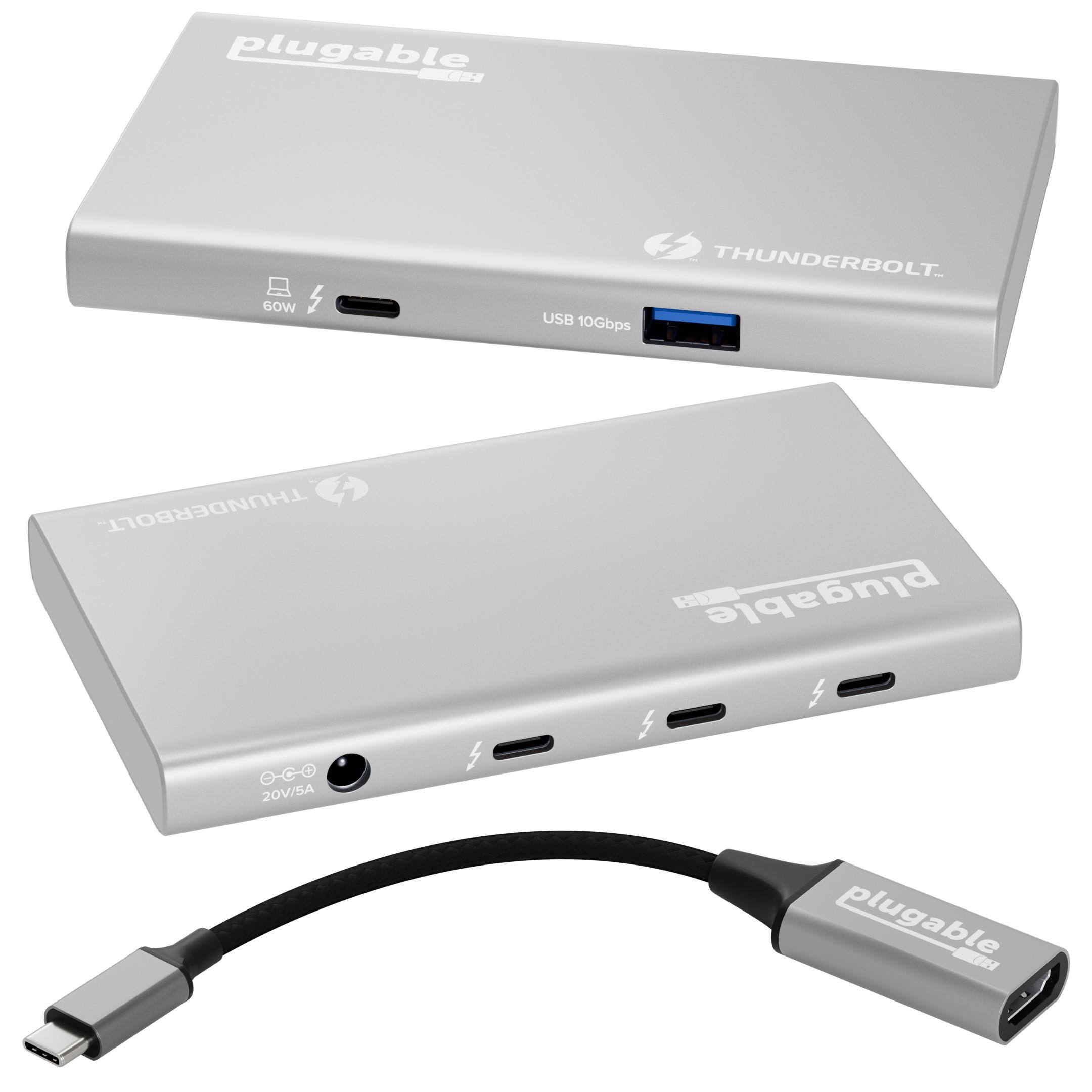 plugable  
THUNDERBOLT 3  

60W  

USB 10Gbps  

plugable  
THUNDERBOLT 3  

20V/5A