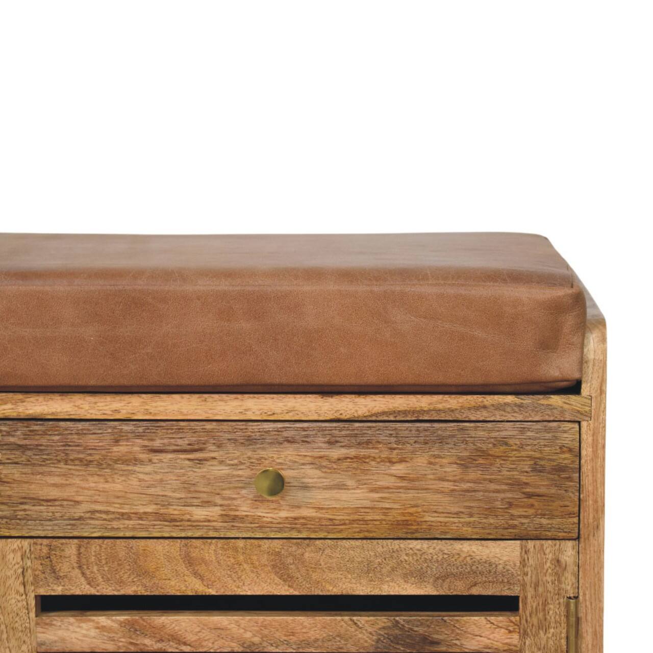 Back. Artisan Furniture - Artisan Furniture Solid Wood Oakridge Leather Shoe Cabinet, 2 Drawers, 4 Shelves, Beige - Beige.
