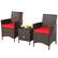 Left. Costway - 3PCS Patio Rattan Furniture Set Cushioned Sofa Glass Tabletop Deck - Red,Mix Brown.