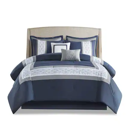 Front. Gracie Mills - Gracie Mills Aguilar 8-Piece Embroidered Hotel-Style Comforter Set - Navy.