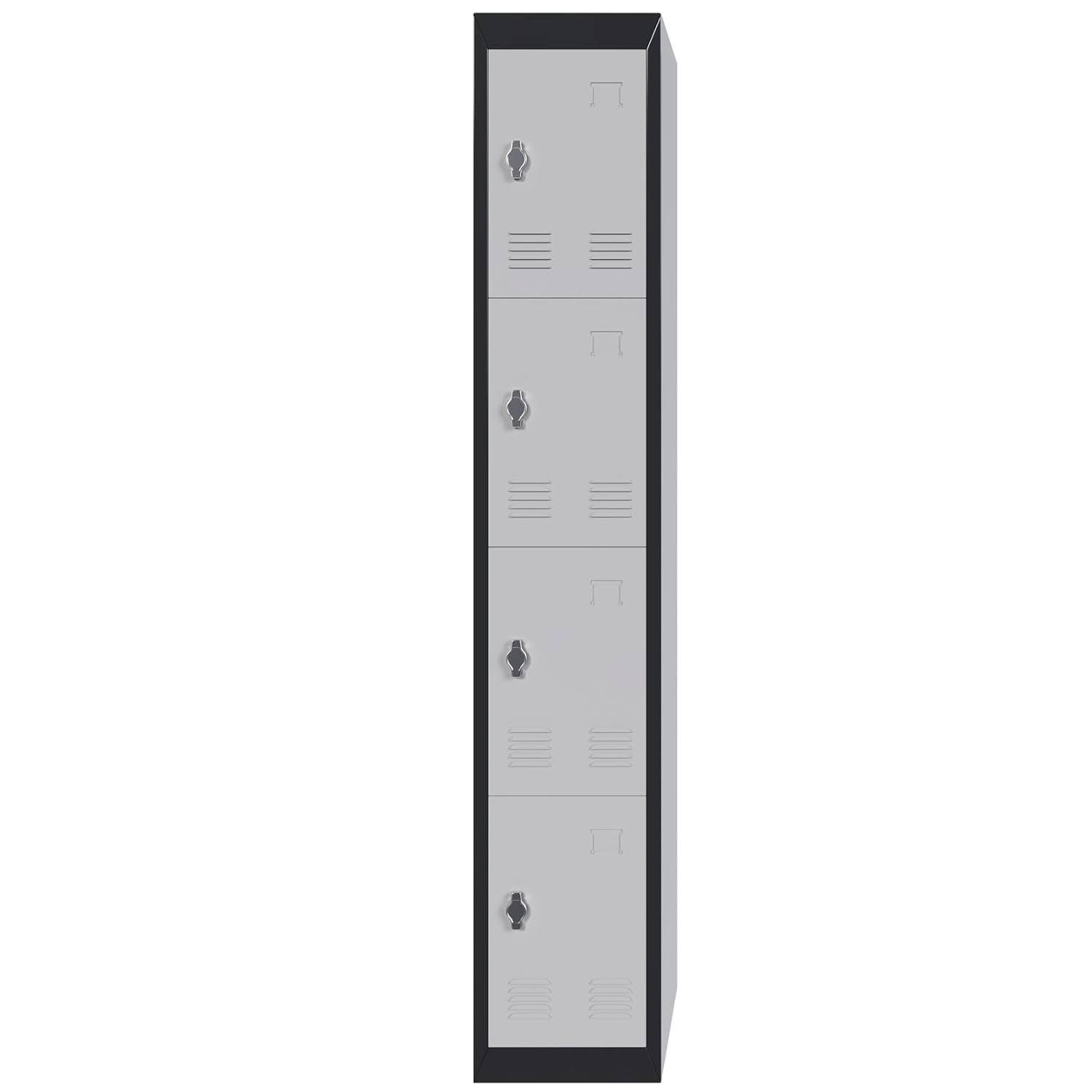 Front. Qeetex - Heavy-Duty 71" Tall Slim 4-Door Metal Locker Storage Cabinet for Home, Office Office, School - Grey.