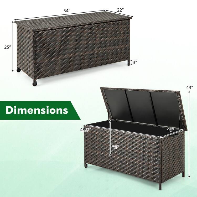 54" x 22" x 25"  
1" x 3"  
Dimensions: 48.5" x 19" x 21"