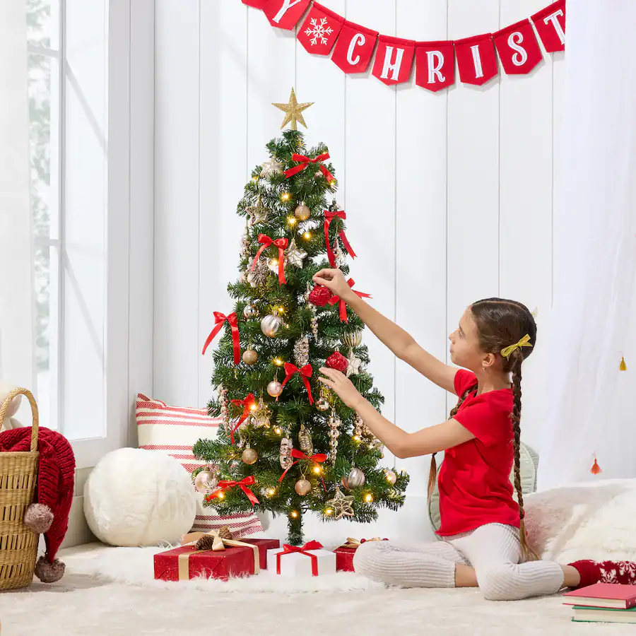 Tree Vs Tree Comp Best Choice Products 4ft Pre lit Colored Christmas Tree, Artificial ...