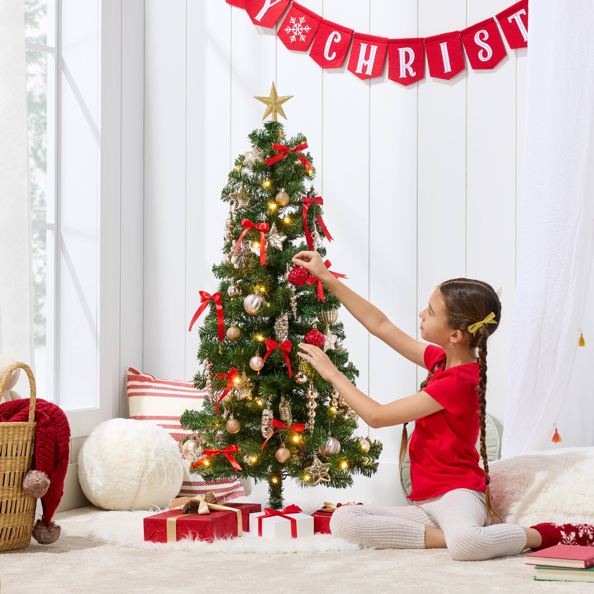 Best Choice Products 4ft Pre lit Colored Christmas Tree, Artificial ...
