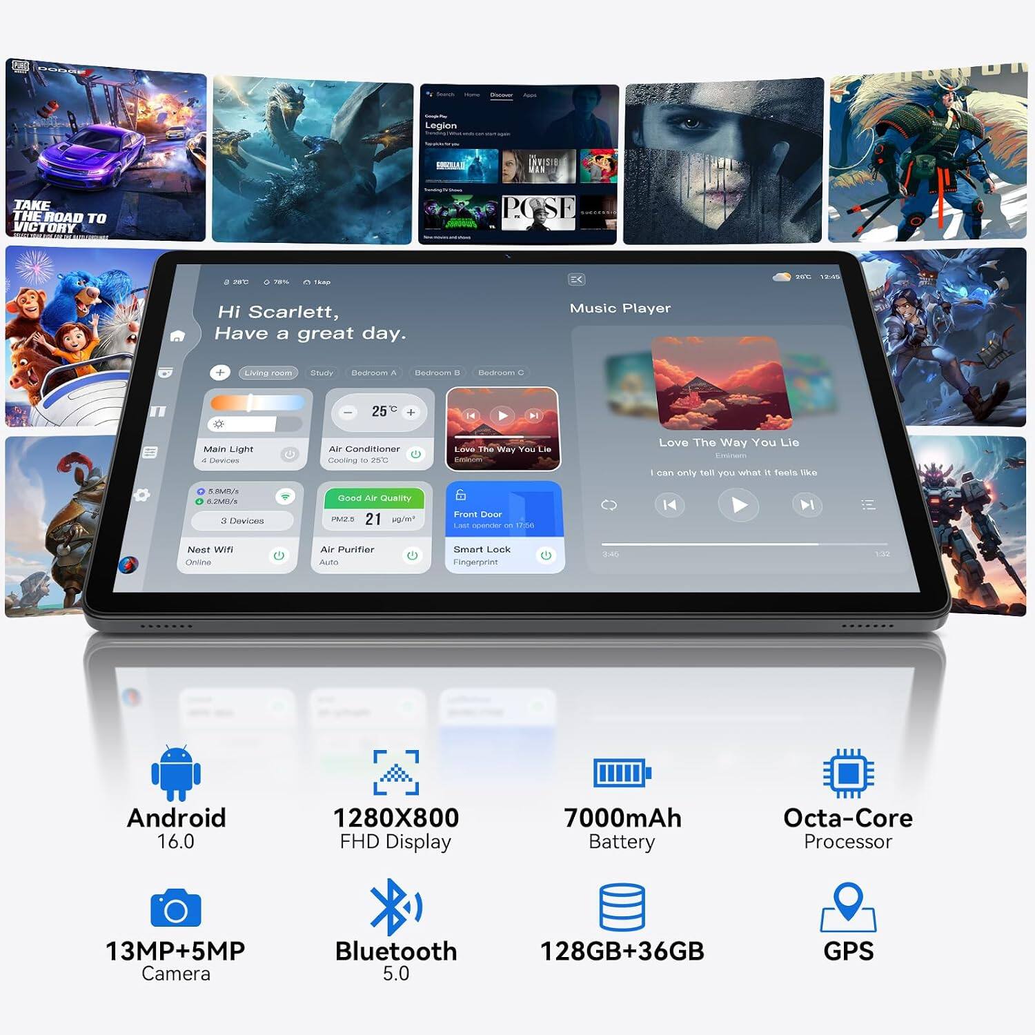 MEIZE Android 16 Tablet 11 inch, 128GB + 36GB + 1TB Expand, 90Hz IPS ...