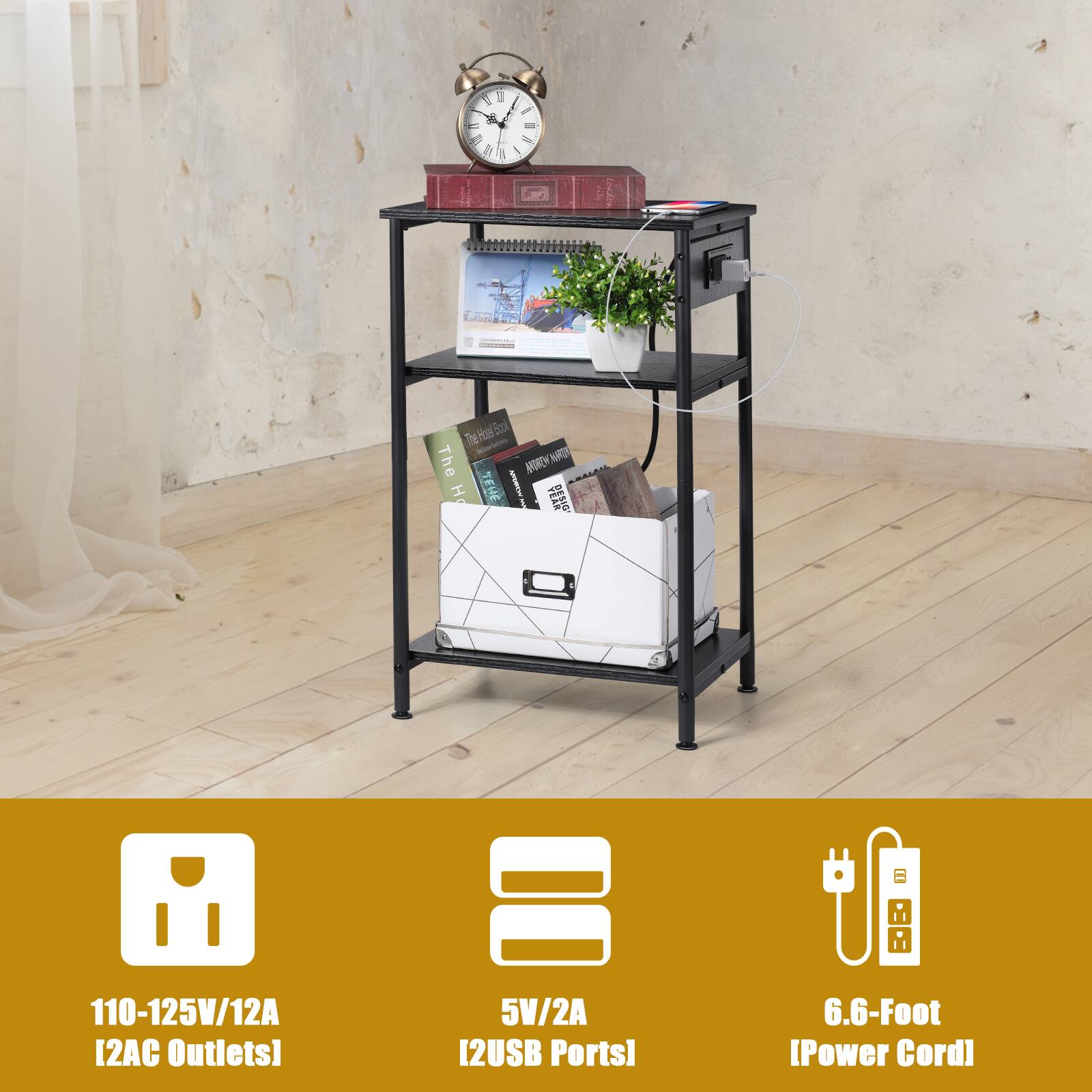 1 - X - - 0 - dy I i - The Ptel Socl 2 The MOREN M   I WA 110-125V/12A [2AC Outlets] 5V/2A [2USB Ports] 6.6-Foot [Power Cord]