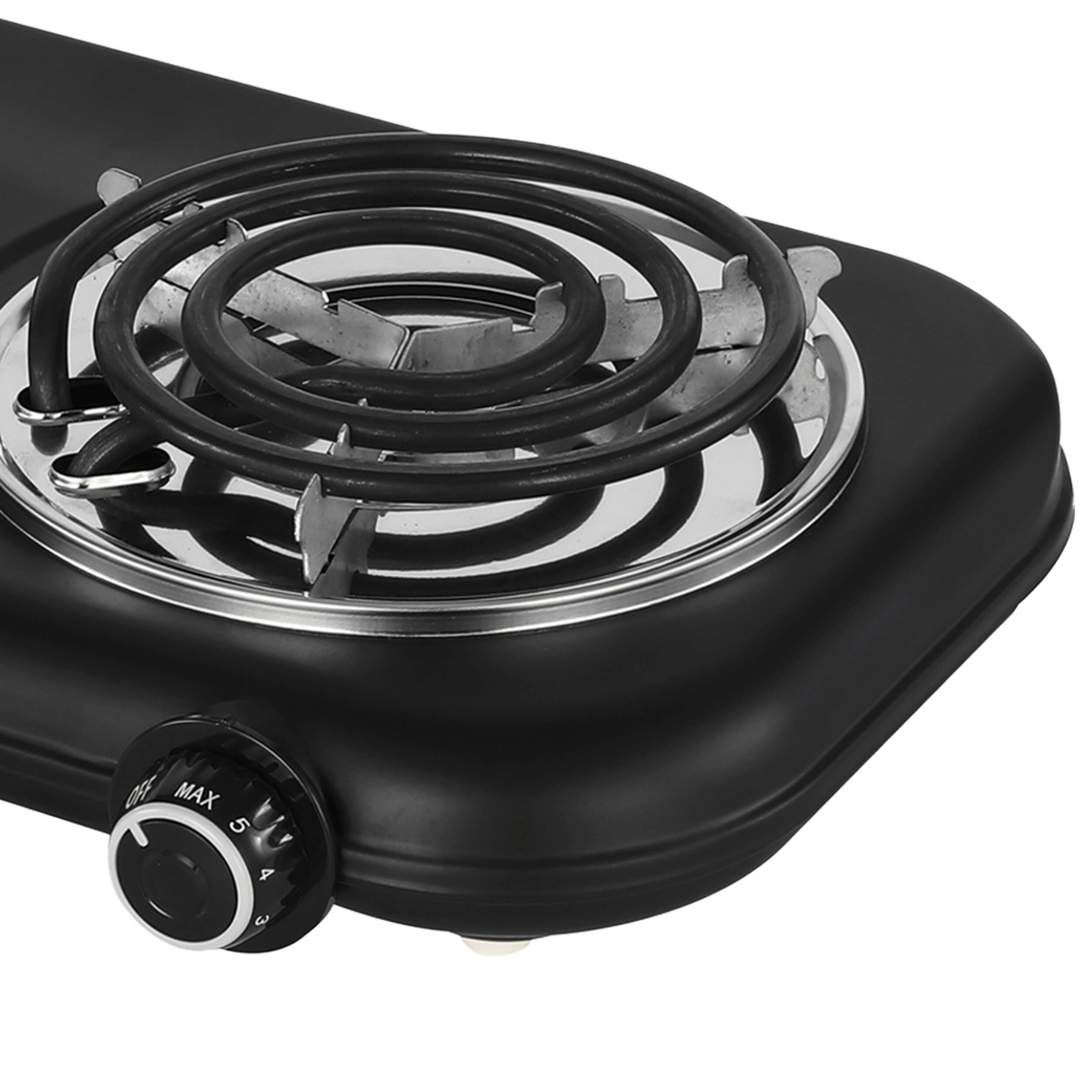 Angle. Brentwood - Brentwood 1100w Countertop Double Coiled Electric Burner in Black - Black.