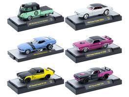 "Auto-Thentics" 6 piece Set Release 101 IN DISPLAY CASES Limited Edition 1/64 Diecast Model Cars by M2 Machines - Multicolor