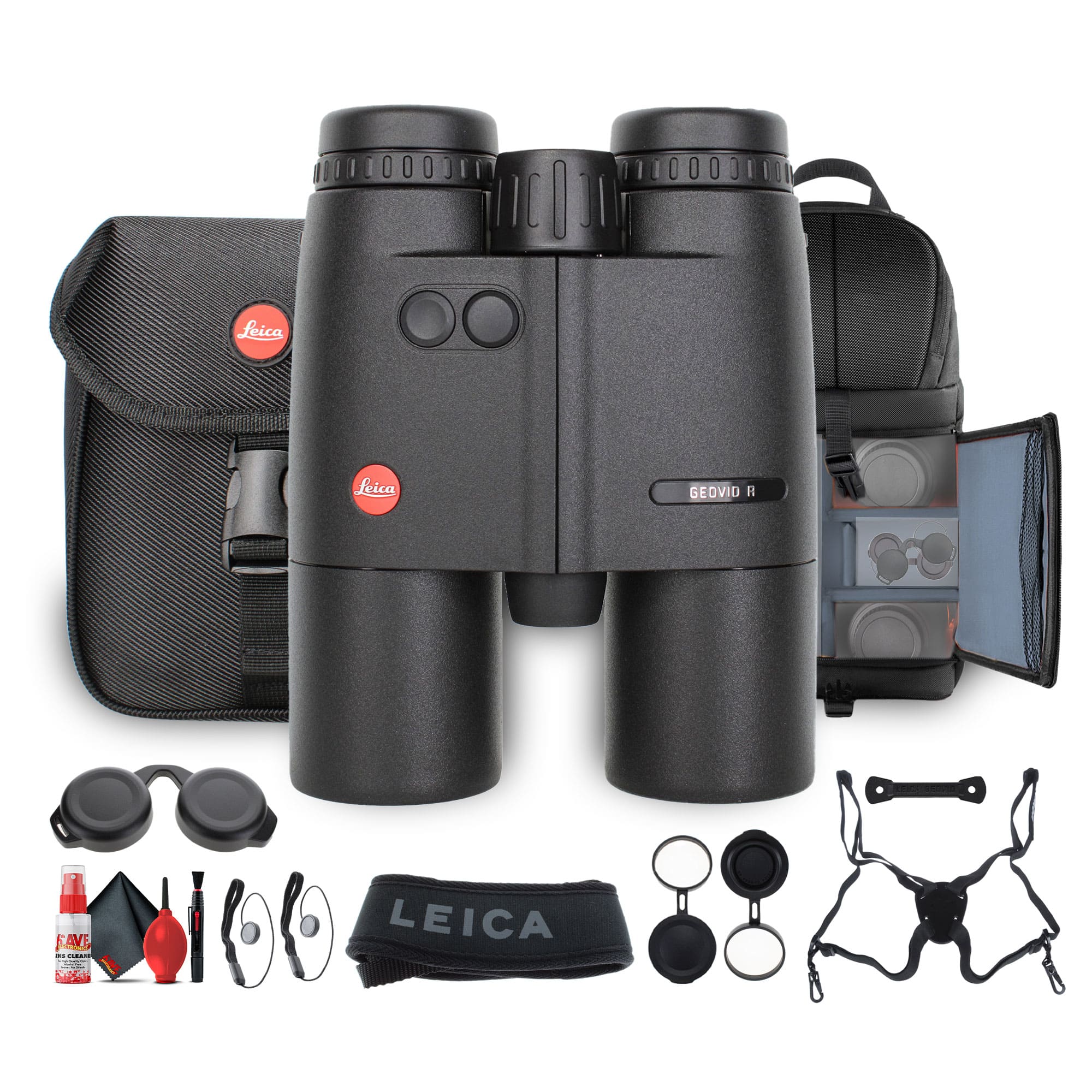 Leica - 10x42 Geovid R Rangefinder Compact Lightweight Binoculars + Sling Backpack - Bundle