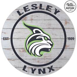 Jardine - Lesley Lynx 20'' x 20'' Indoor/Outdoor Weathered Circle Sign - White