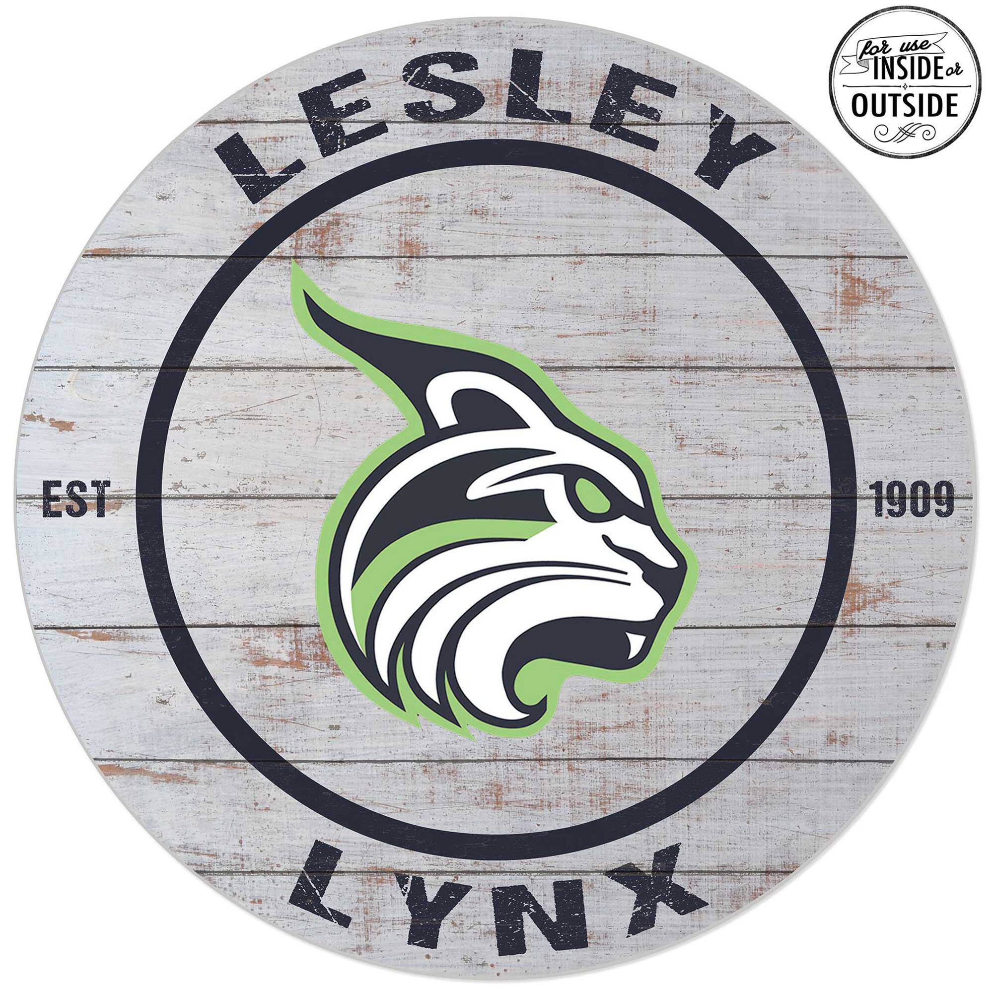 Lesley Lynx 20'' x 20'' Indoor/Outdoor Weathered Circle Sign