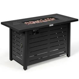 Mondawe - 42 Inch 60,000 BTU Rectangular Propane Fire Pit Table with Waterproof Cover - Black