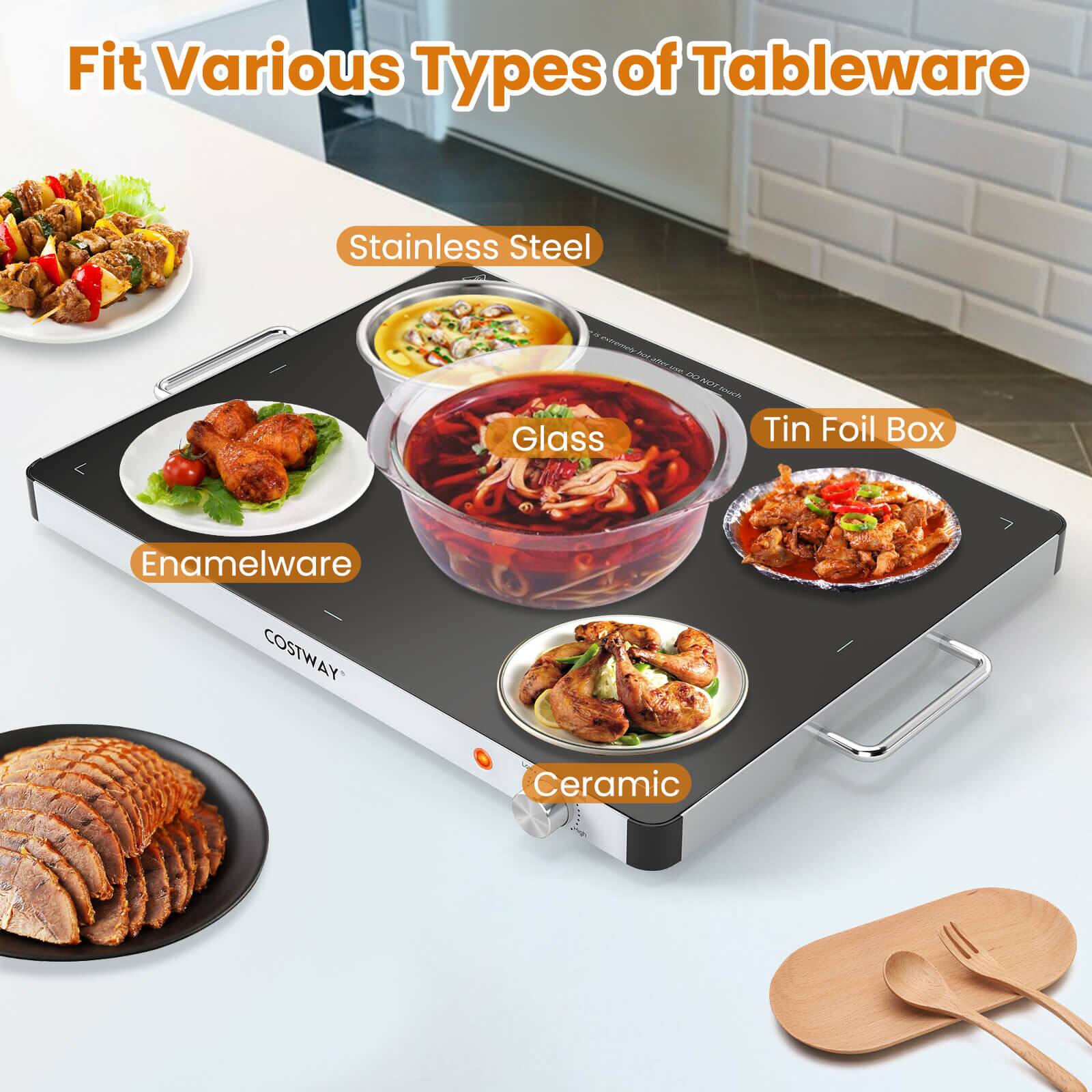 Fit Various Types of Tableware

- Stainless Steel
- Glass
- Tin Foil Box
- Enamelware
- Ceramic