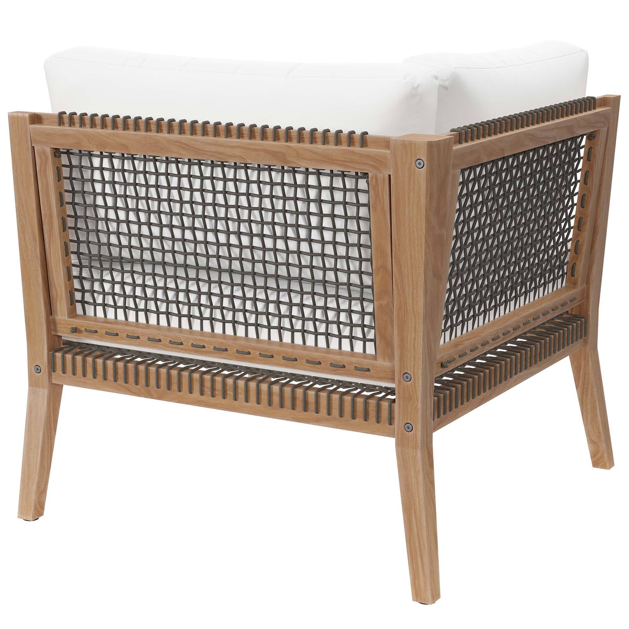 Alt View 3. Modway - Clearwater Outdoor Patio Teak Wood Corner Chair by Modway - Gray White.