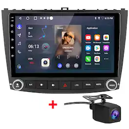 Junsun - Backup Camera For Lexus IS250 IS300 IS200 IS220 IS350 2005-2013 2+64G 10" Android 15 carplay Car Stereo Radio GPS Navi - Black