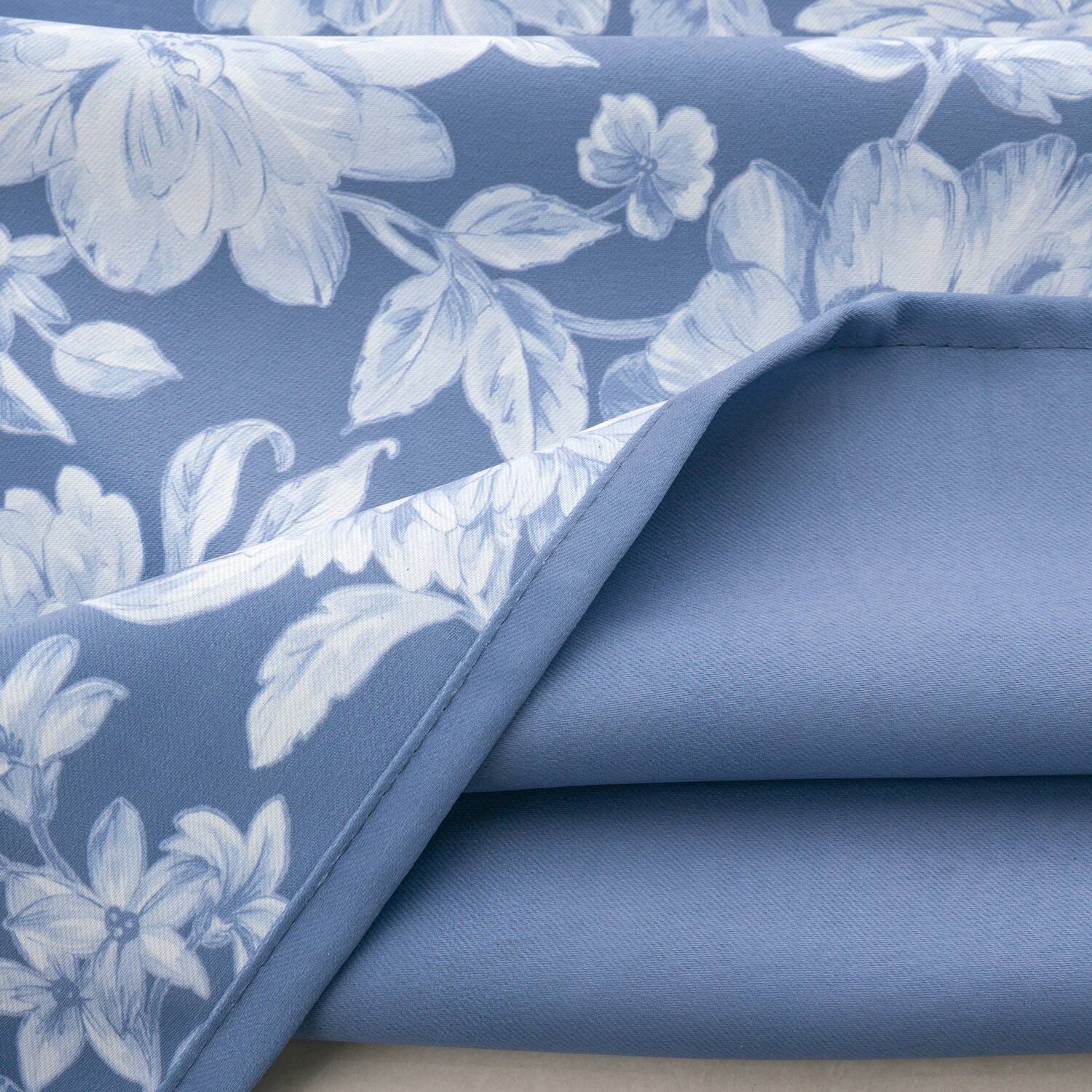 Back. Olivia Gray - Olivia Gray 100% Polyester 190 GSM Eloise Reversible Blackout Grommet Curtain Panel 54" x 90" Blue - Blue.