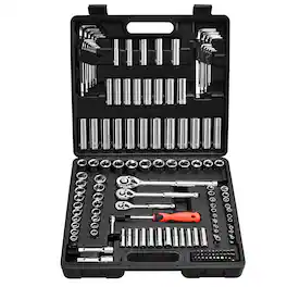 VEVOR - Socket Set, 149 Pieces, 3/8 & 1/4 & 1/2 inch Drive Socket and Ratchet Set, SAE and Metric, Deep and Shallow - Black+Sliver