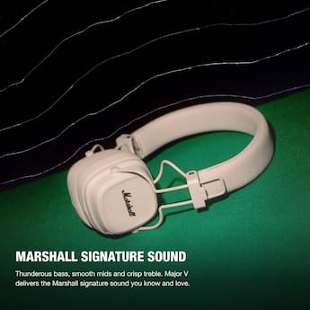 Marshall Major V Wireless On Ear Bluetooth Headphones with Marshall Major V Wireless On Ear Bluetooth Headphones with