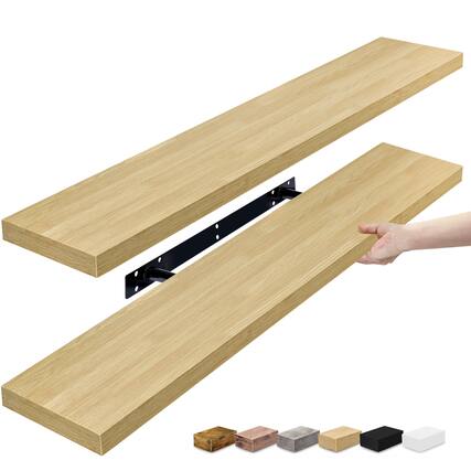 Front. Sorbus - 2 Pack (35"x9") Sorbus Floating Wall Shelves for Bedroom, Decor, Kitchen, Living Room - for Trophies, Frames, Bookshelf - Maple.