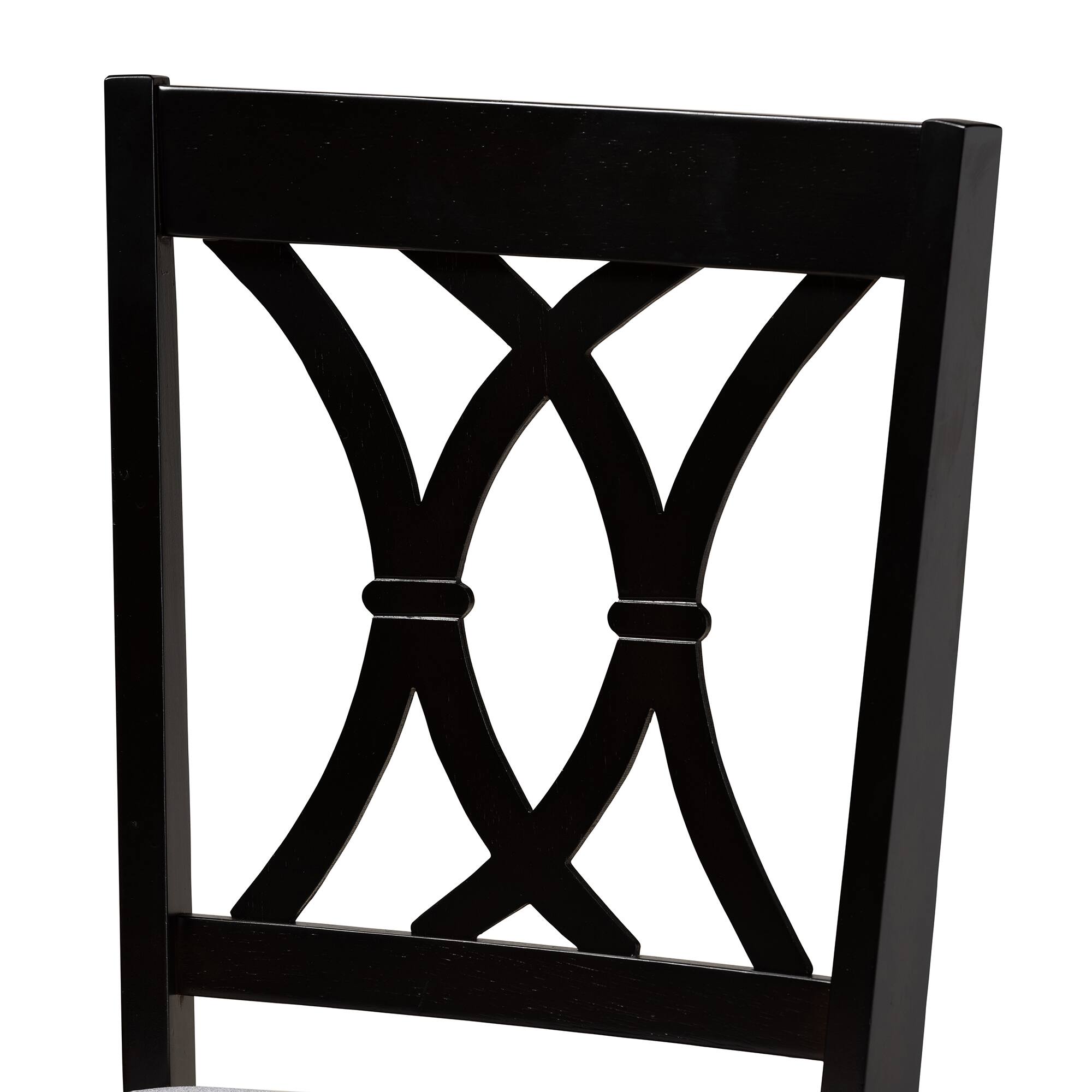 Back. Baxton Studio - Reneau Modern Fabric Upholstered Espresso Finished Wood 2-Piece Dining Chair Set Set - Grey/Espresso.