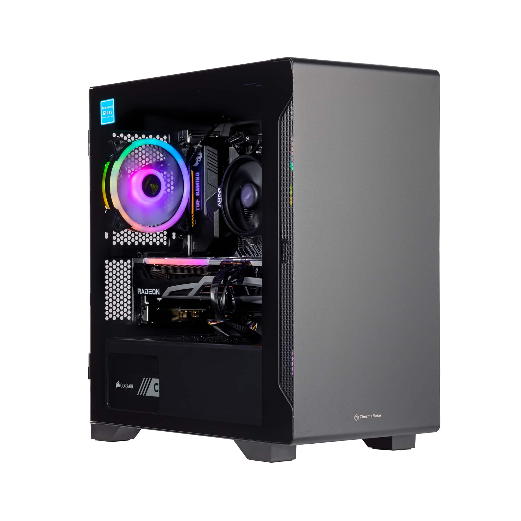 Velztorm - Erebix Custom Gaming Desktop PC (Ryzen 3 3100, 16GB, 1TB SSD, Radeon RX570 8G, WiFi 4, Win 11 Home) - Black