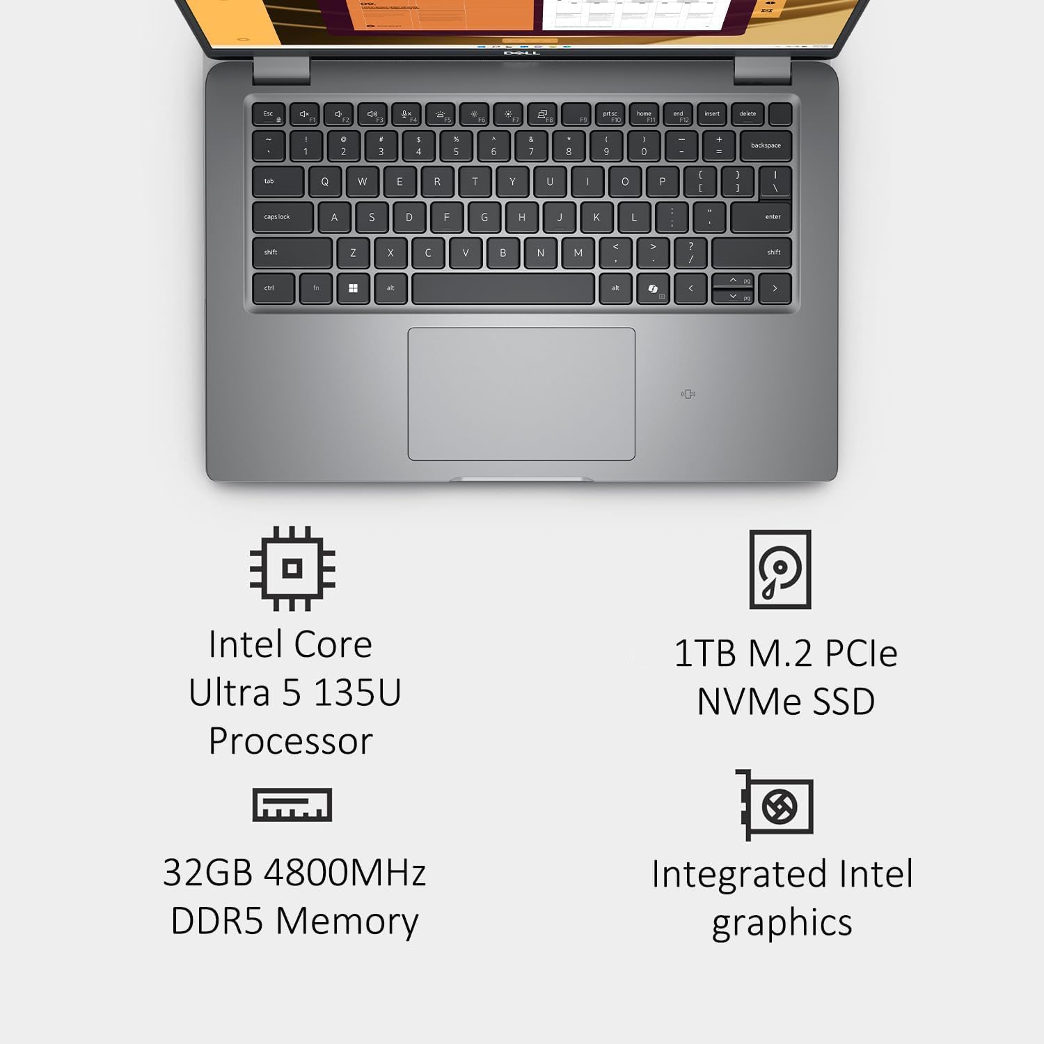 - Intel Core Ultra 5 135U Processor
- 1TB M.2 PCIe NVMe SSD
- 32GB 4800MHz DDR5 Memory
- Integrated Intel graphics