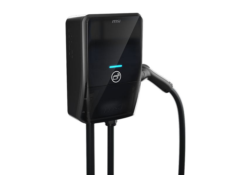MSI - EV Life+ NACS 40A, Level 2 wall Charger up to 60A, 14.4 kW, IP55 Rated-Water and dust Resistant - Black