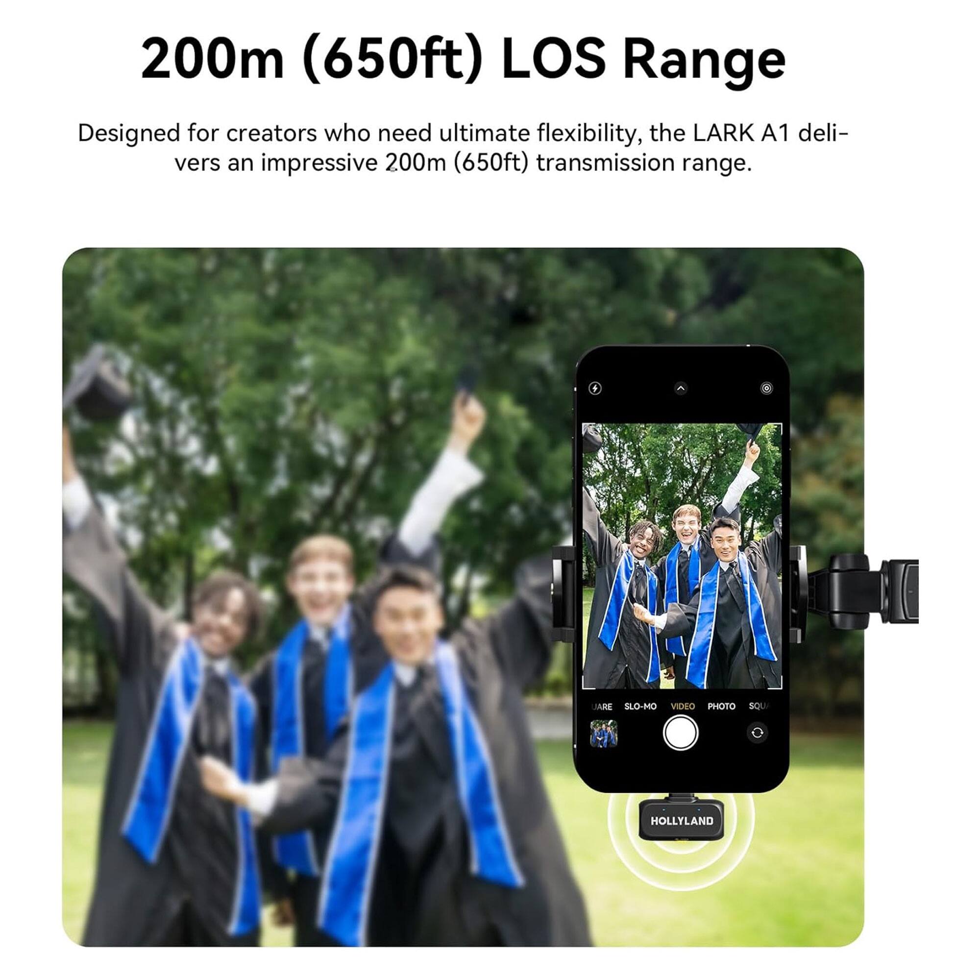 200m (650ft) LOS Range

Designed for creators who need ultimate flexibility, the LARK A1 delivers an impressive 200m (650ft) transmission range.