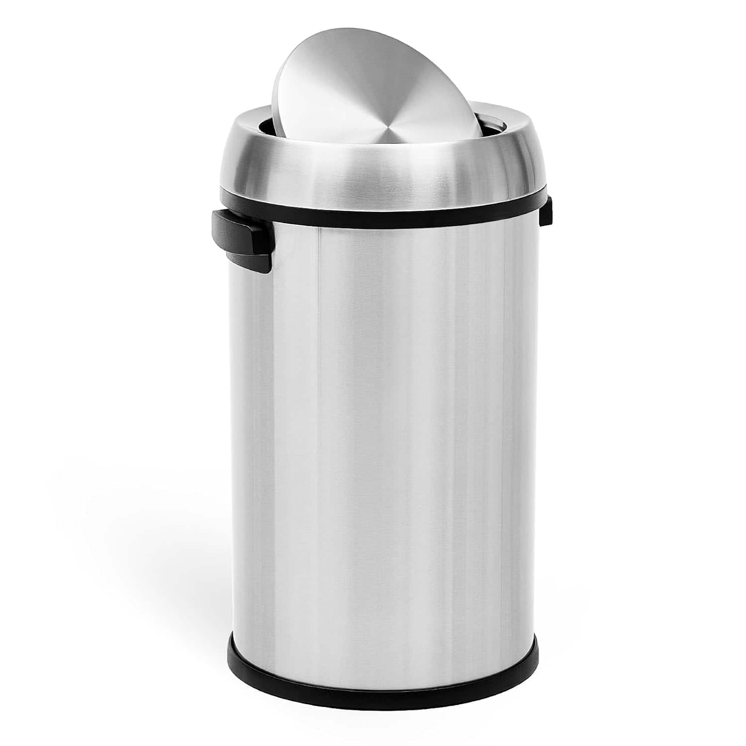Acekool - 17 Gallon Commercial Grade Swing Top Trash Can, Heavy Duty Brushed Stainless Steel Outdoor & Kitchen Bin - Silver