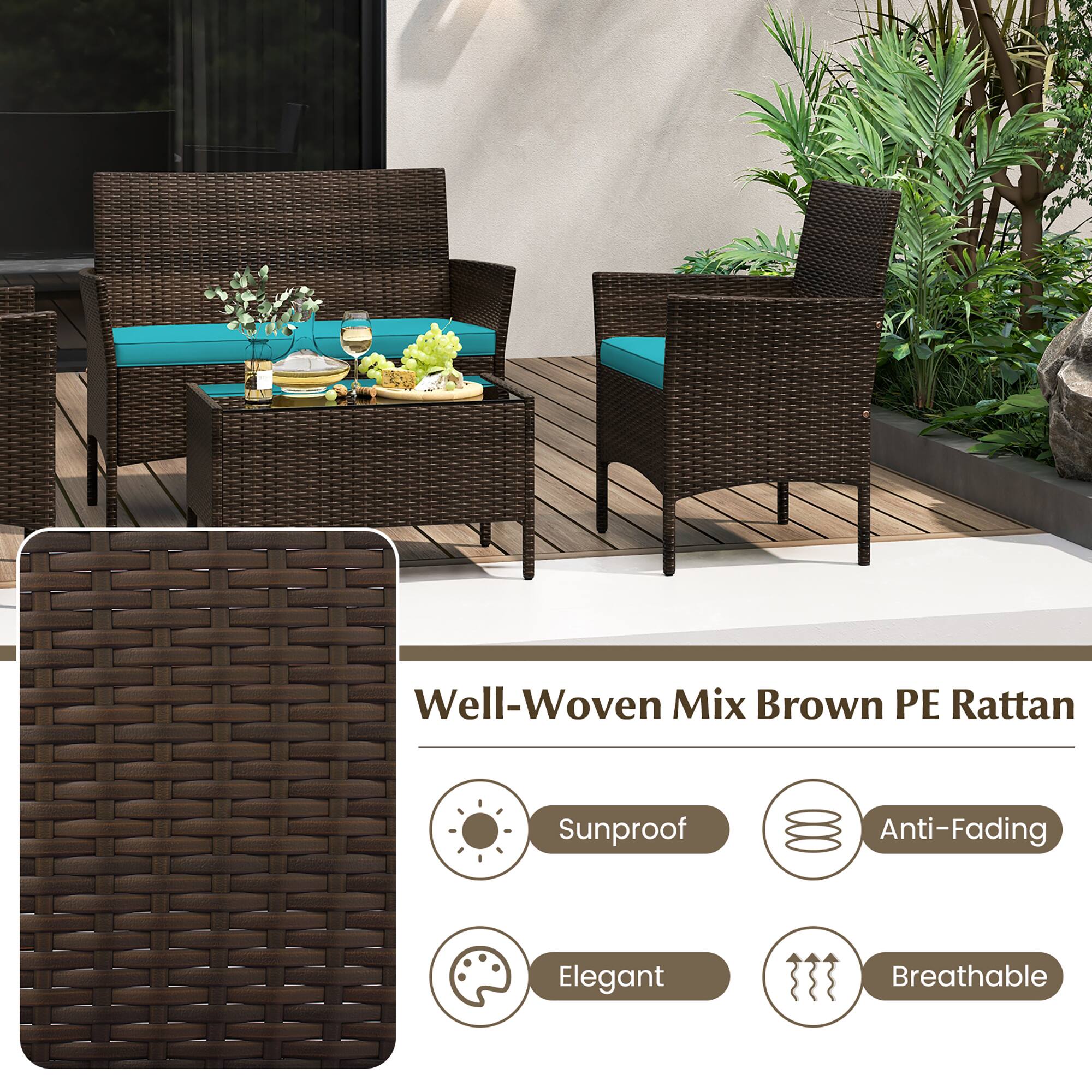 Well-Woven Mix Brown PE Rattan, Sunproof, Anti-Fading, Elegant, Breathable
