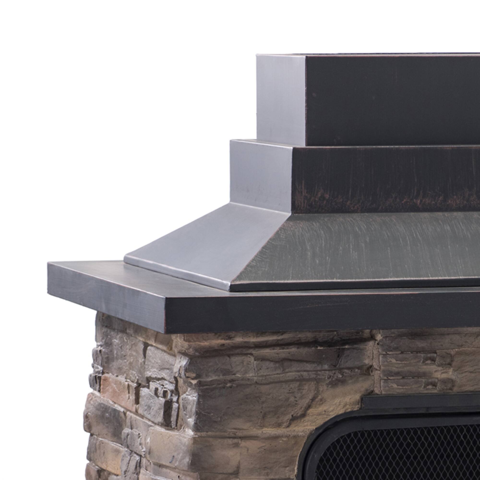 Alt View 4. SUNJOY - Sunjoy Farmington Wood Burning Fireplace - Black - Black.