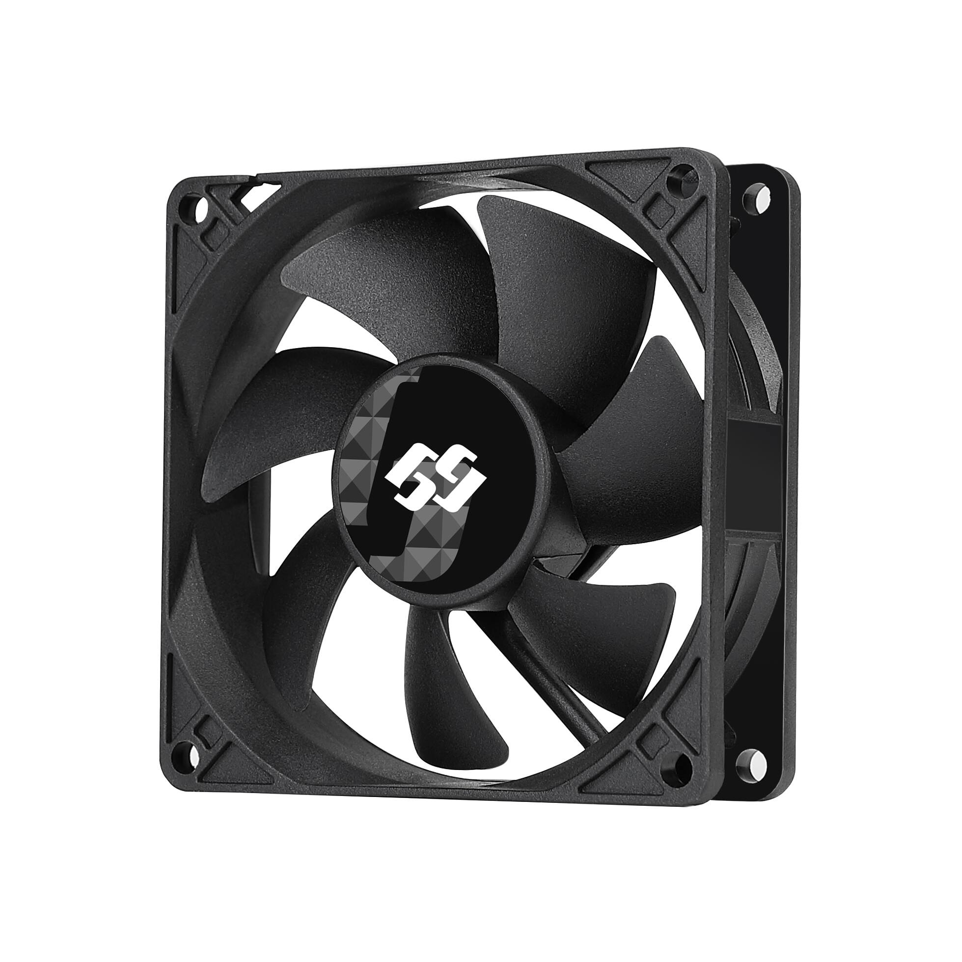 Angle. Bluegears - b-BlasterPWM 80mm 2Ball PWM High Speed Fan ranging 600 to 5000 RPM with 98 CFM. UL, CE, FCC, RoHS, Reach Certified - Black.