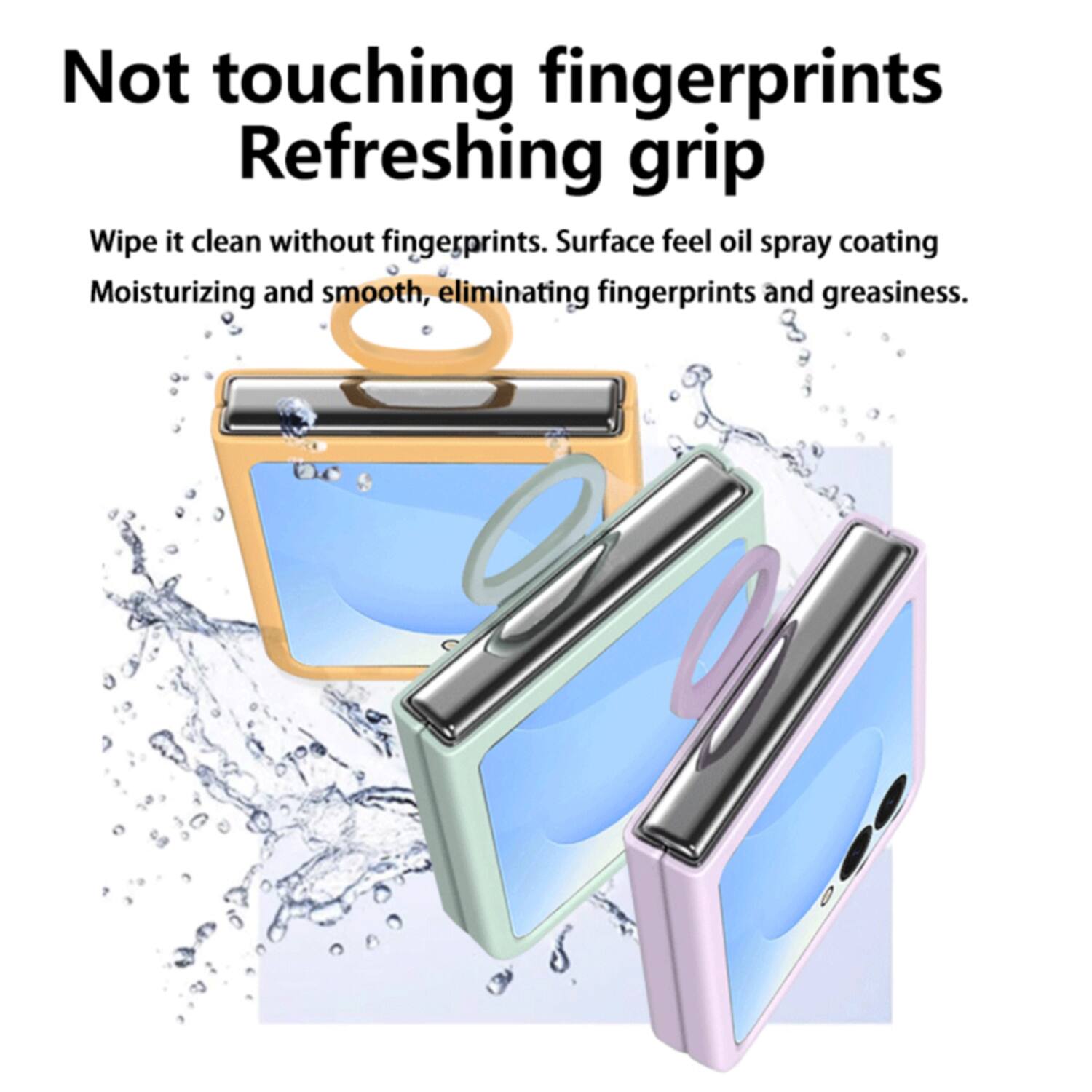 Not touching fingerprints  
Refreshing grip  

Wipe it clean without fingerprints. Surface feel oil spray coating  
Moisturizing and smooth, eliminating fingerprints and greasiness.
