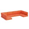 Front. RYHNUYNE - 14-Piece Outdoor Patio Sofa Cushions,Orange Seat Cushion with Zipper, Water-Resistant Patio Furniture Cushion - Orange.