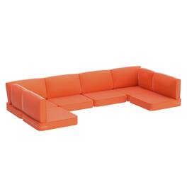 RYHNUYNE - 14-Piece Outdoor Patio Sofa Cushions, Seat Cushion with Zipper, Water-Resistant Patio Furniture Cushion - Orange