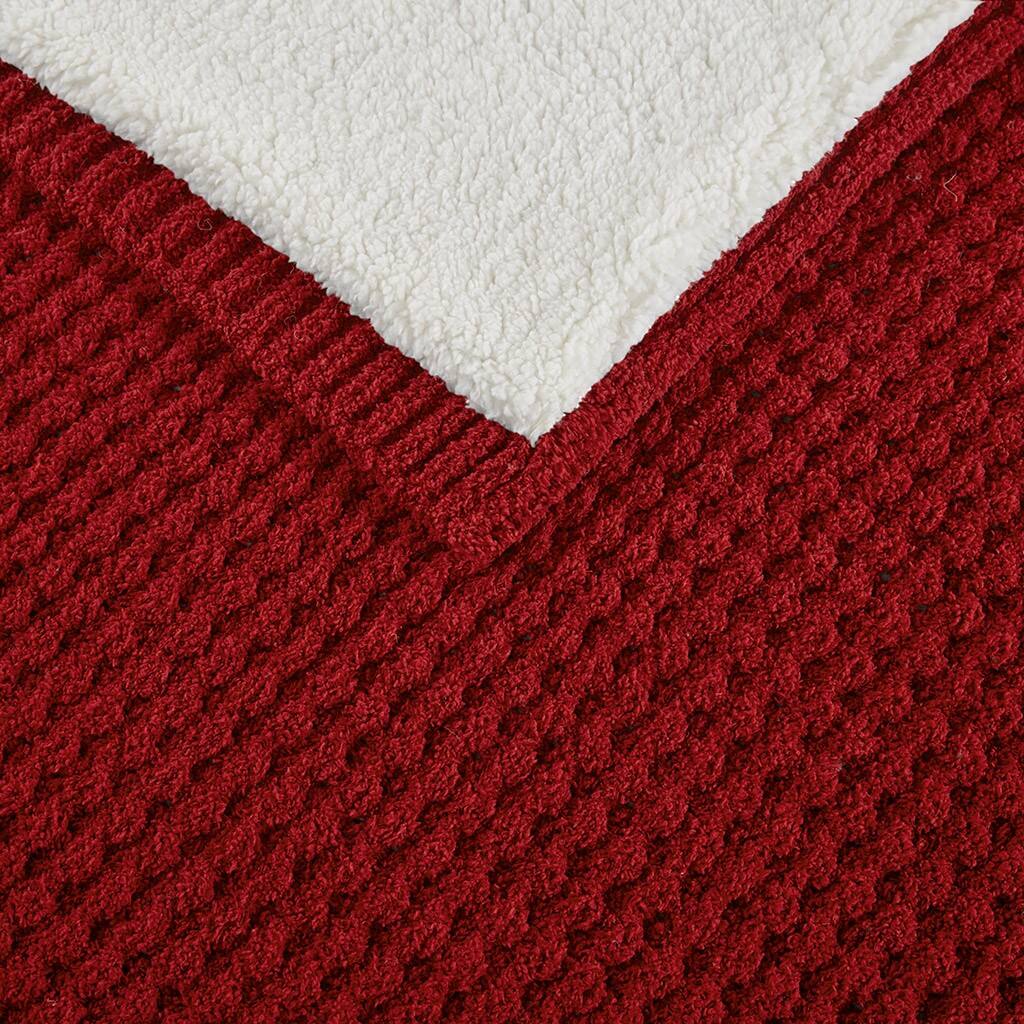 Alt View 5. Gracie Mills - Gracie Mills Dorian Waffle Weave Solid Chenille Throw - Red.