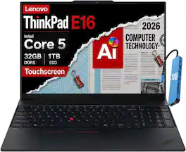 Lenovo - Upgraded - ThinkPad E16 Gen 3 16" WUXGA Touch Laptop - Intel Core 5 210H - 32GB Memory - 1TB SSD(512GB+512GB) - Windows 11 Pro - Black