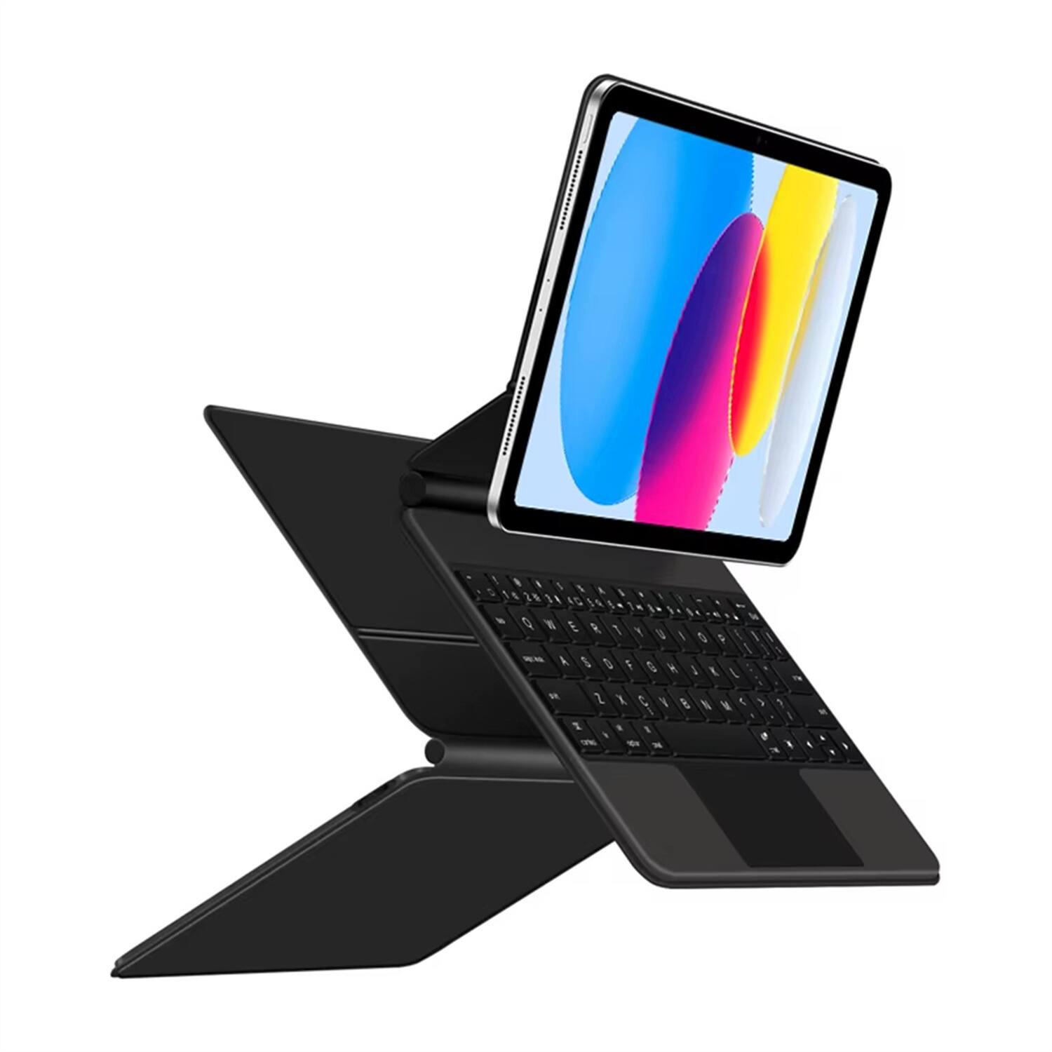Back. Luckbyte - Magnetic Floating Magic Keyboard for iPad 10th Gen 10.9", Wireless Backlit Folio Case with Multi-Touch Trackpad, Black - Black.