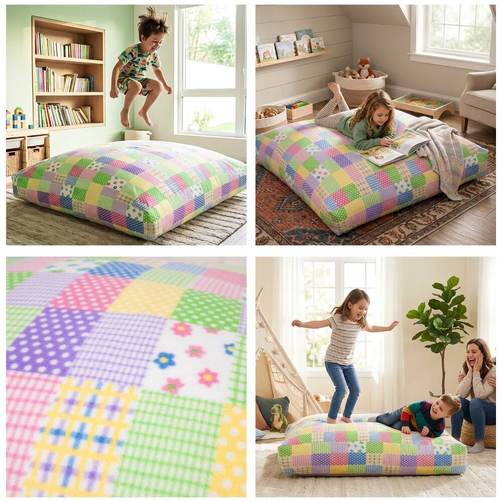 Alt View 2. Loheer - Loheer 48x72 Foam Crash Mat Washable Fleece Sensory Pad Pattern - Pattern.