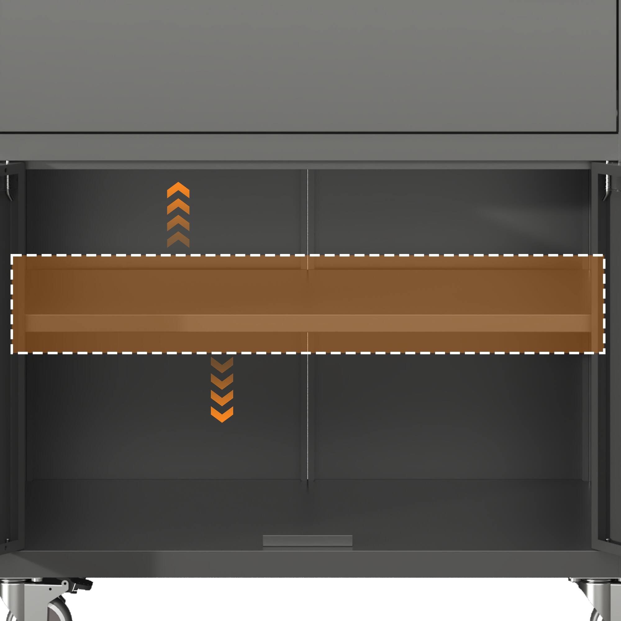 Back. Anysun - Anysun Upper Drawer Design Metal Tool Cabinet Raised Top Surface and Lower Locking Doors for Garage - Black.