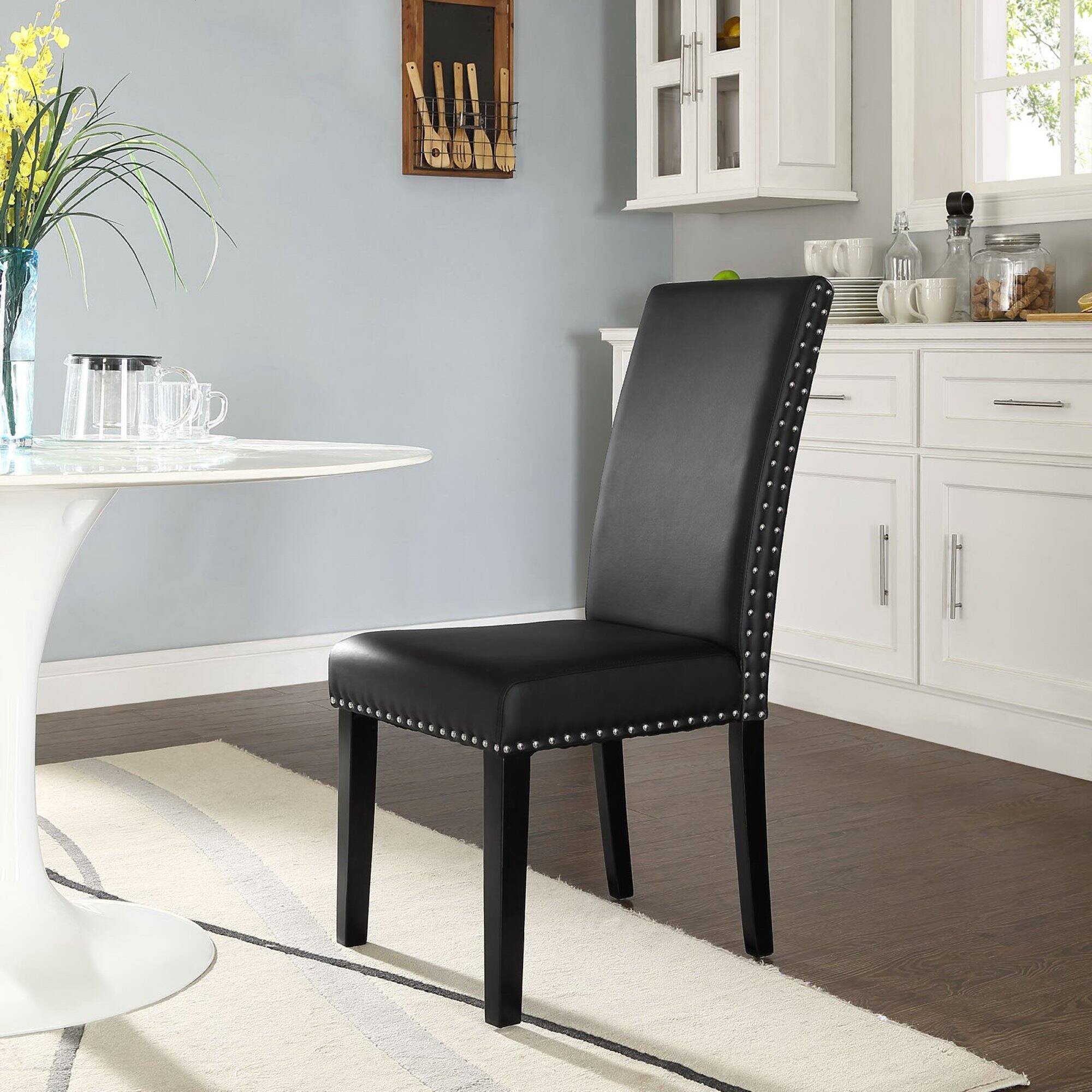 Front. Modway - Parcel Dining Faux Leather Side Chair by Modway - Black.