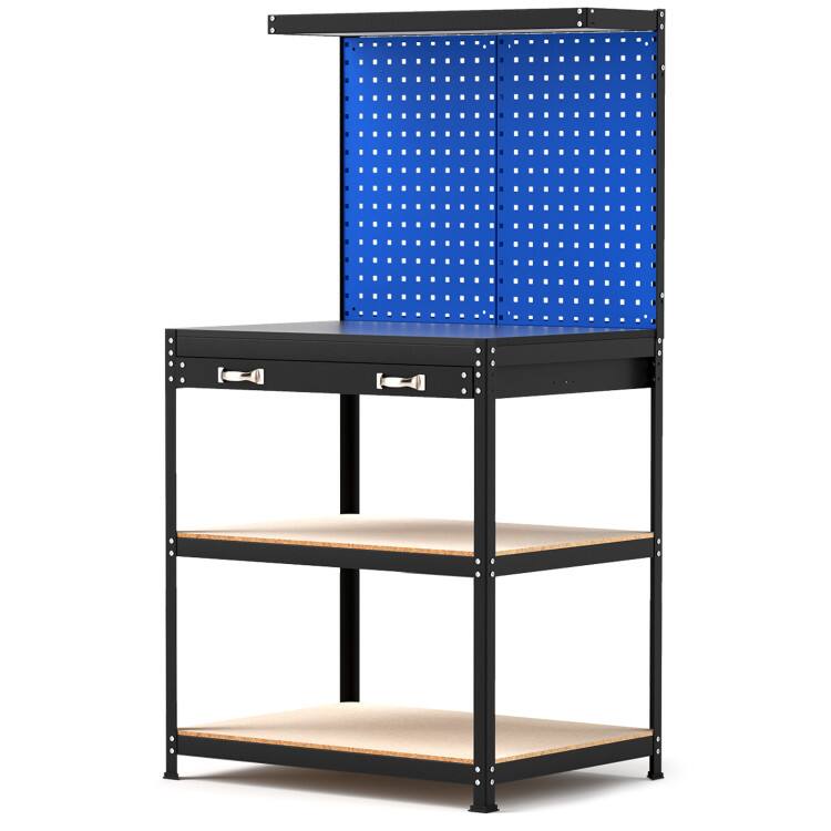 Alt View 9. SKONYON - 32 x 16 Inch Heavy Duty Workbench with Pegboard Drawer and Shelves.