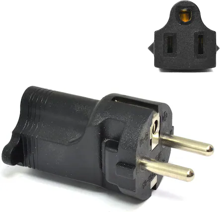 Front. Ceptics - Ceptics Germany, France Schuko Travel Power Plug Adapter (Type E/F, CEE 7/7) – ETL Certified, Industrial Grade (IG-9) - Black.