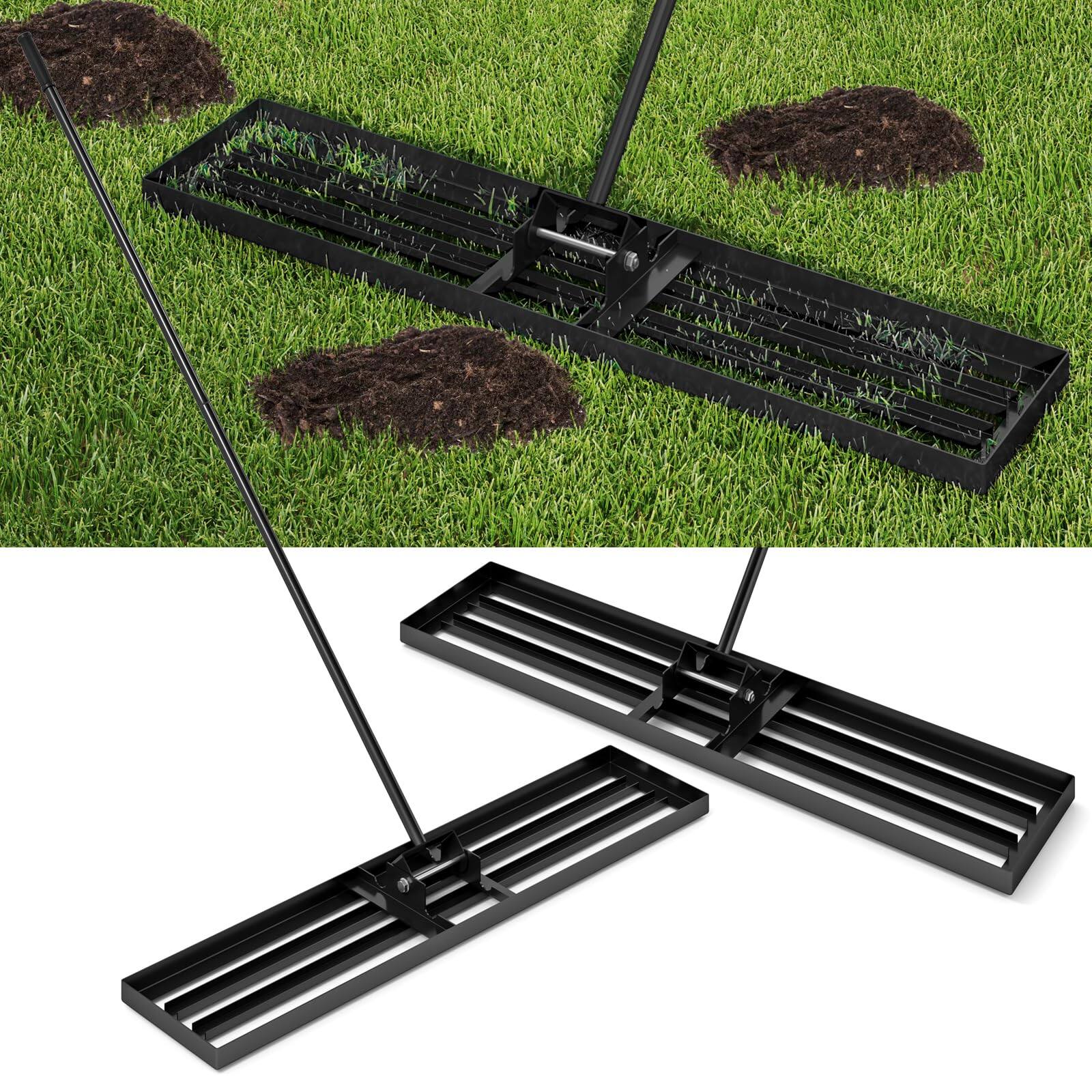 Alt View 1. Ecooso - 46" x 10" Lawn Leveling Rake, Heavy-Duty Soil Level Tool for Yard and Turf.