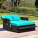 Alt View 3. Costway - Patio Rattan Loveseat Set Daybed Lounge Storage Ottoman Side Tables Adjust - Turquoise.