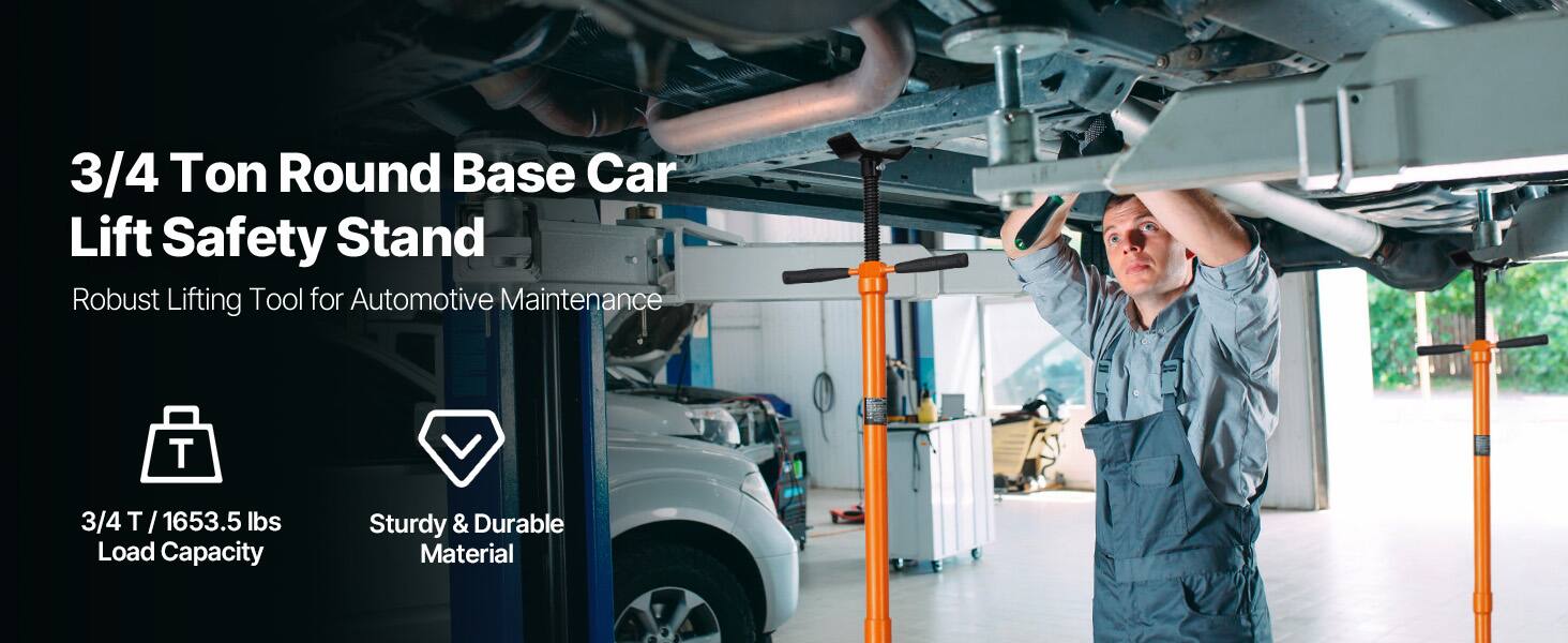 3/4 Ton Round Base Car Lift Safety Stand  
Robust Lifting Tool for Automotive Maintenance  

3/4 T / 1653.5 lbs Load Capacity  
Sturdy & Durable Material